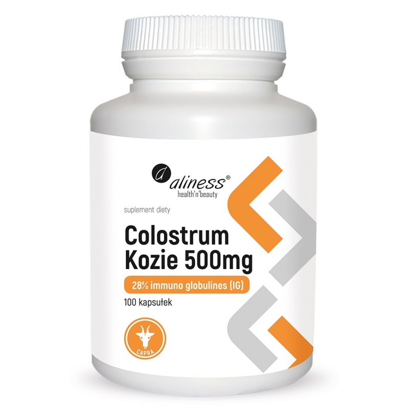 Colostrum kozie 500mg 28% immuno globulines 100 kaps. Aliness  aminokwasy egzogenne immunoglobuliny laktoferyna