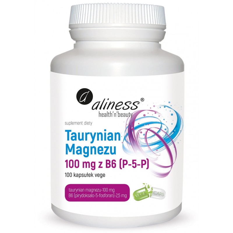 Taurynian Magnezu 100 mg z B6 (P-5-P) 100 vege kapsułek Aliness