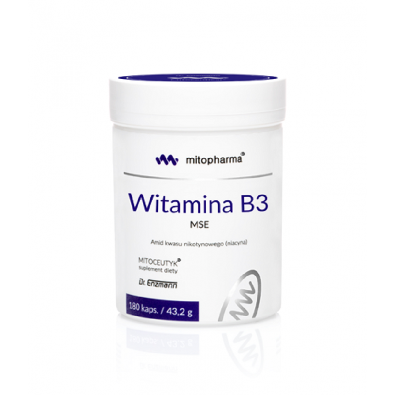 Witamina B3 MSE Mitopharma Dr. Enzmann 180 kaps. 50 mg niacyny skuteczna witamina B3