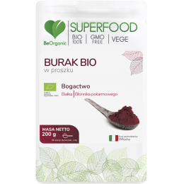 Burak bio w proszku 200g BeOrganic białka błonnik pokarmowy beta vulgaris