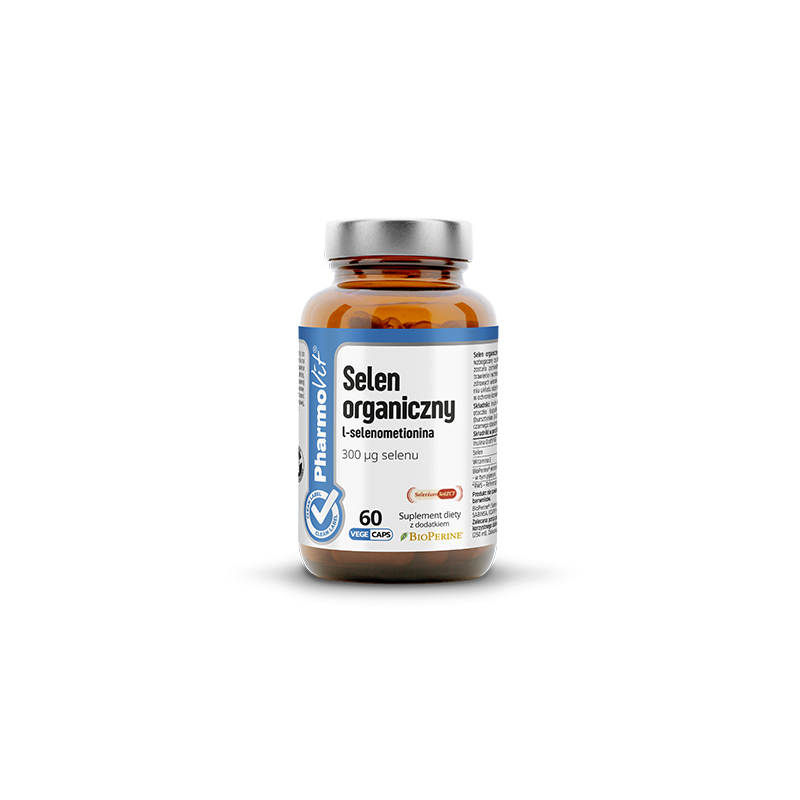 Selen organiczny 300µg 60 kaps. Pharmovit Selenium SeLECT  selen L-selenometionina witamina E Bio Perine
