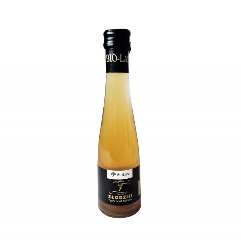 Ocet ziołowy 7 złodziei 200ml Bio-Las rozmaryn arcydzięgiel imbir czosnek szałwia cynamon cejloński oregano rdest vilcacora