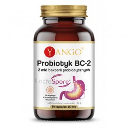 Probiotyk BC-2 - 60 kaps. Yango 2 miliardy bakterii probiotycznych Bacillus Coagulans  bakterie probiotyczne LactoSpore