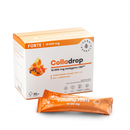 Colladrop Forte 30 saszetek 10000mg kolagenu HM Aura Herbals hydrolizowany kolagen kwas hialuronowy koenzym Q10 witamina C