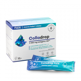 Colladrop Flex 30 saszetek 5000mg kolagenu HM Aura Herbals hydrolizowany kolagen kwas hialuronowy msm chondroityna wit. C E K D