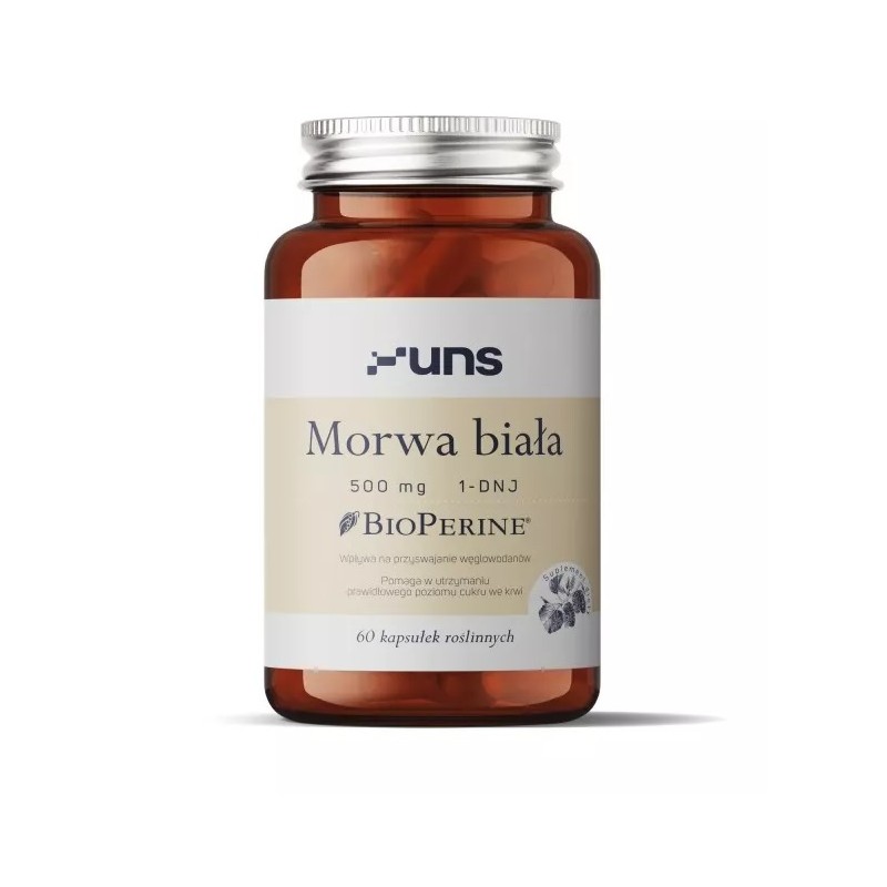 Morwa biała 500mg - 60 kaps. UNS BioPerine Morus alba L 1-deoksynojirimycyna