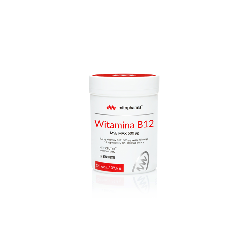 Witamina B12 MSE MAX + Witamina B6 + Biotyna + Kwas foliowy Witamina B12 Metylokobalamina aktywna forma Witaminy B12