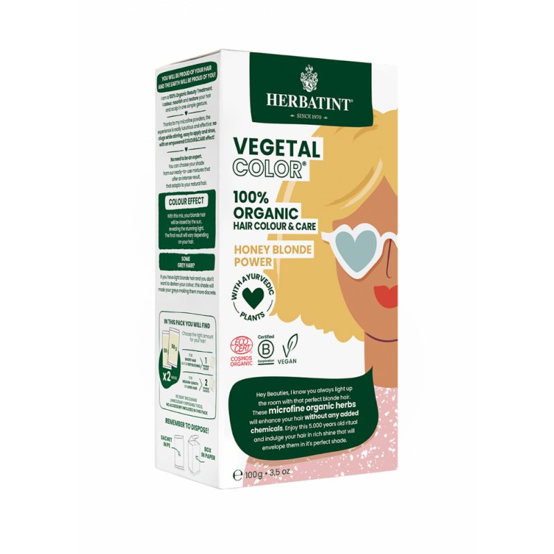Farba do Włosów Herbatint Vegetal Color 100% ORGANIC Honey Blonde Power - Miodowy Blond