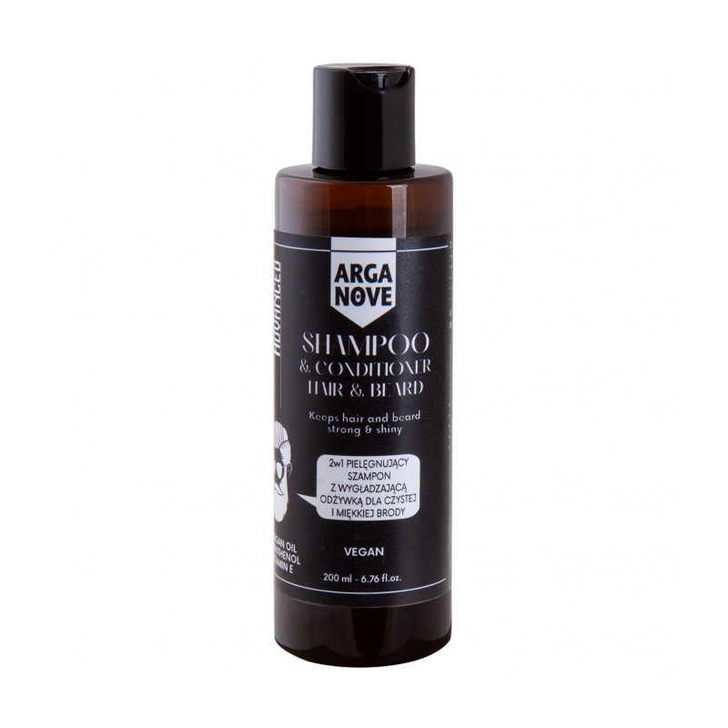 Szampon z odżywką 2w1 dla mężczyzn do pielęgnacji włosów i brody 200ml Arganove