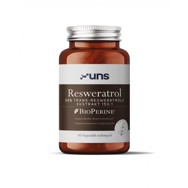 Resweratrol 60 kaps. UNS trans-resweratrol BioPerine rdestowiec japoński Reynoutria japonica Houtt Cichorium intybus