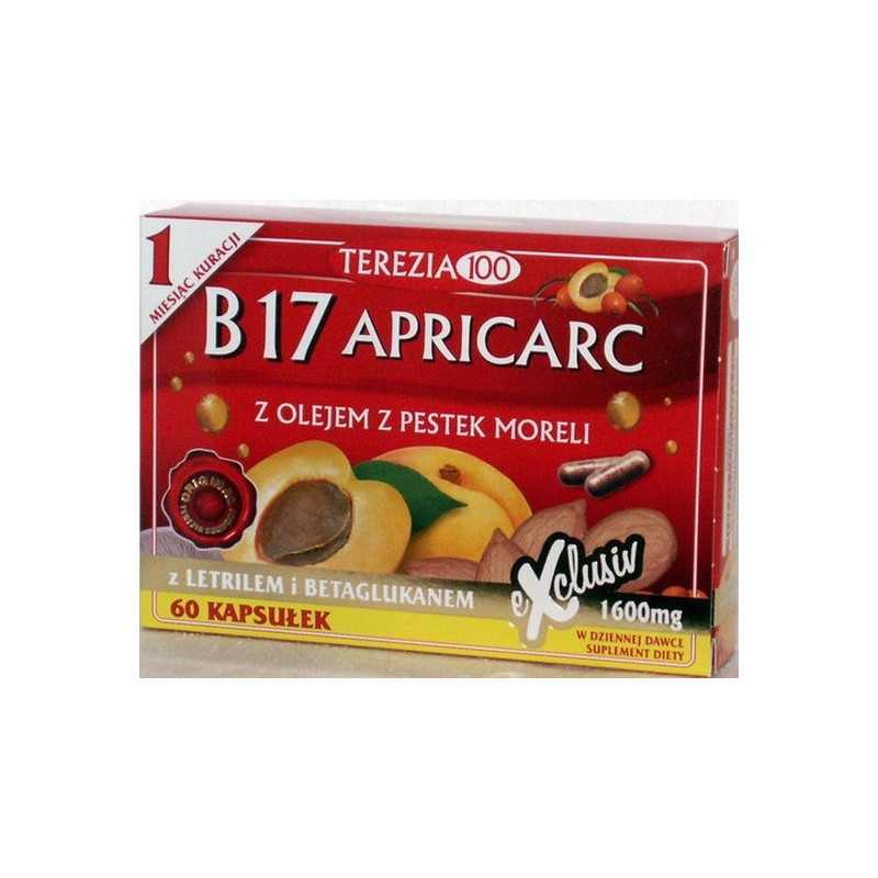 B17 Apricarc 60 szt B17 amigdalina letril tabletki pestki moreli reishi boczniak
