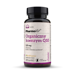 Koenzym Q10 organiczny 120mg 60 kaps. PharmoVit ubichinon lnulina korzenia cykorii prebiotyk bio perine