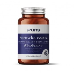 Borówka czarna 450mg 60 kaps. UNS 25% antocyjanów BioPerine Vaccinium myrtillus L.