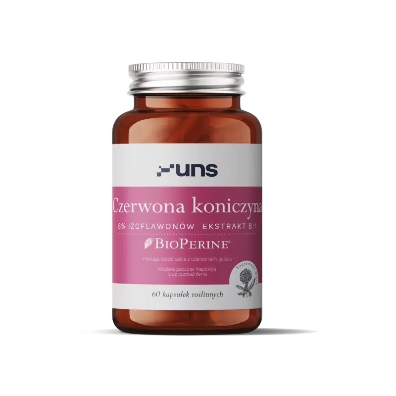 Czerwona koniczyna 500mg 60 kaps. UNS 8% izoflawonów BioPerine Trifolium pratense L.
