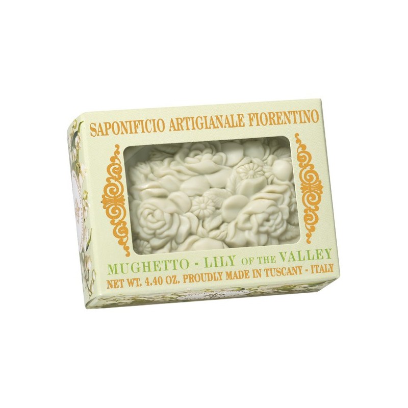 NATURALNE MYDŁO O ZAPACHU KONWALII, 125 G, W PUDEŁKU Z OKIENKIEM - SAPONIFICIO ARTIGIANALE FIORENTINO