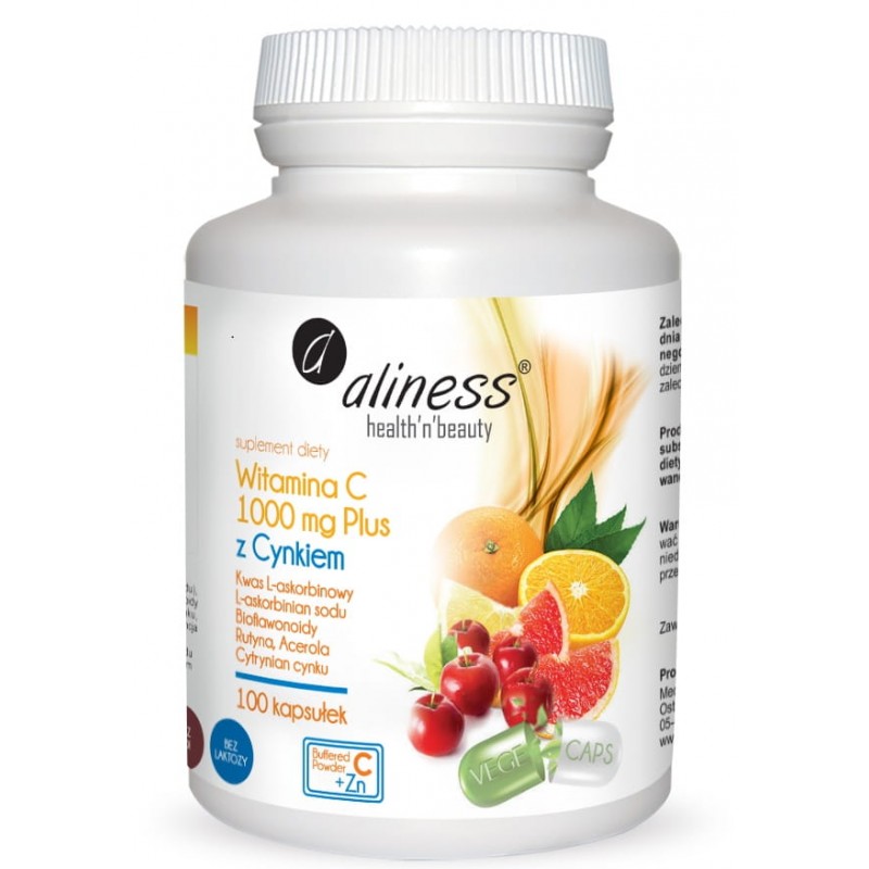 Witamina C 1000 mg z CYNKIEM PLUS bioflawonoidy rutyna acerola 100 VEGE kapsułek