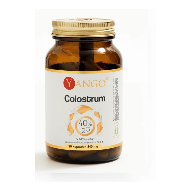 Colostrum 90 kaps 40% IgC Yango wołowe colostrum proteiny immunoglobuliny