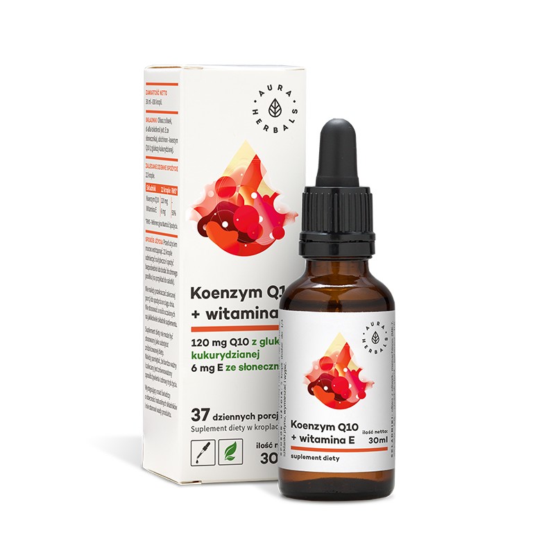 Koenzym Q10 + witamina E - 30 ml Aura Herbals d-alfa-tokoferyl ubichinon