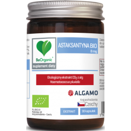Astaksantyna BIO 8 mg - 30 kaps. BeOrganic Medicaline ekologiczny ekstrakt z alg  Haematococcus pluvialis