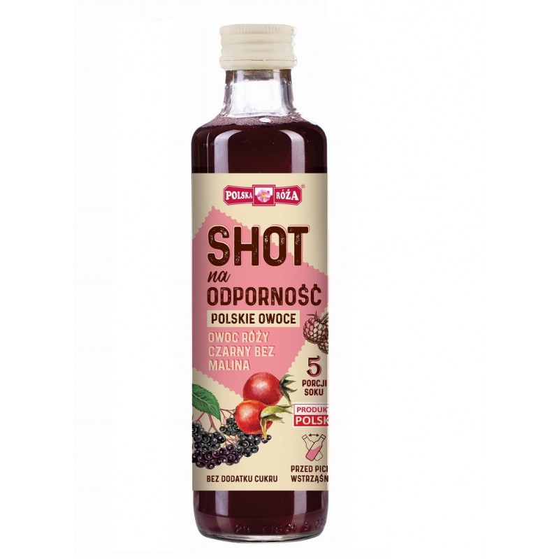 Shot na odporność Polskie Owoce 250ml Polska Róża owoc rózy czarny bez malina