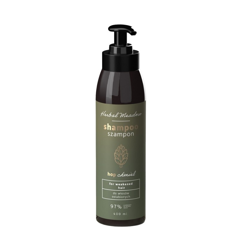 Szampon do włosów osłabionych 400ml Herbal Meadow Hiskin chmiel kozieradka skrzyp polny czarna rzepa