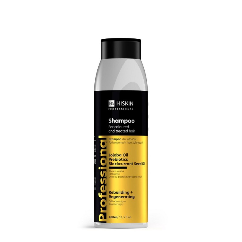 Szampon do włosów farbowanych i po zabiegach 400ml Hiskin Professional olej jojoba prebiotyki olej z pestek czarnej porzczki