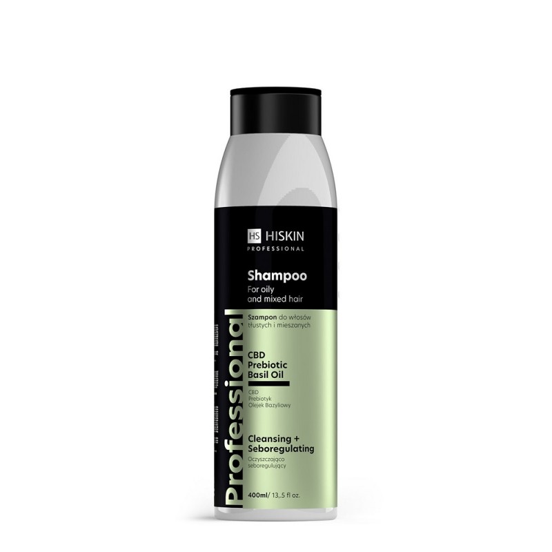 Szampon do włosów tłustych i mieszanych 400ml Hiskin Professional CBD prebiotyki olej bazyliowy