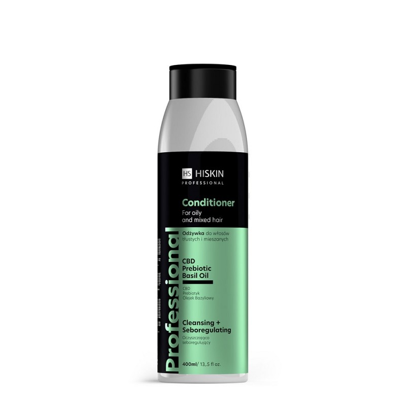 Odżywka do włosów tłustych i mieszanych 400ml Hiskin Professional CBD prebiotyki olej bazyliowy