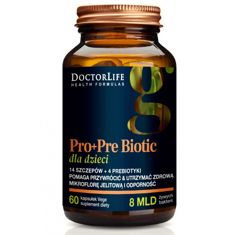 Pro+Pre Biotic dla Dzieci 60 kaps. DoctorLife Bifidobacterium lactis Lactobacillus Rhamnosus Bifidobacterium Longum
