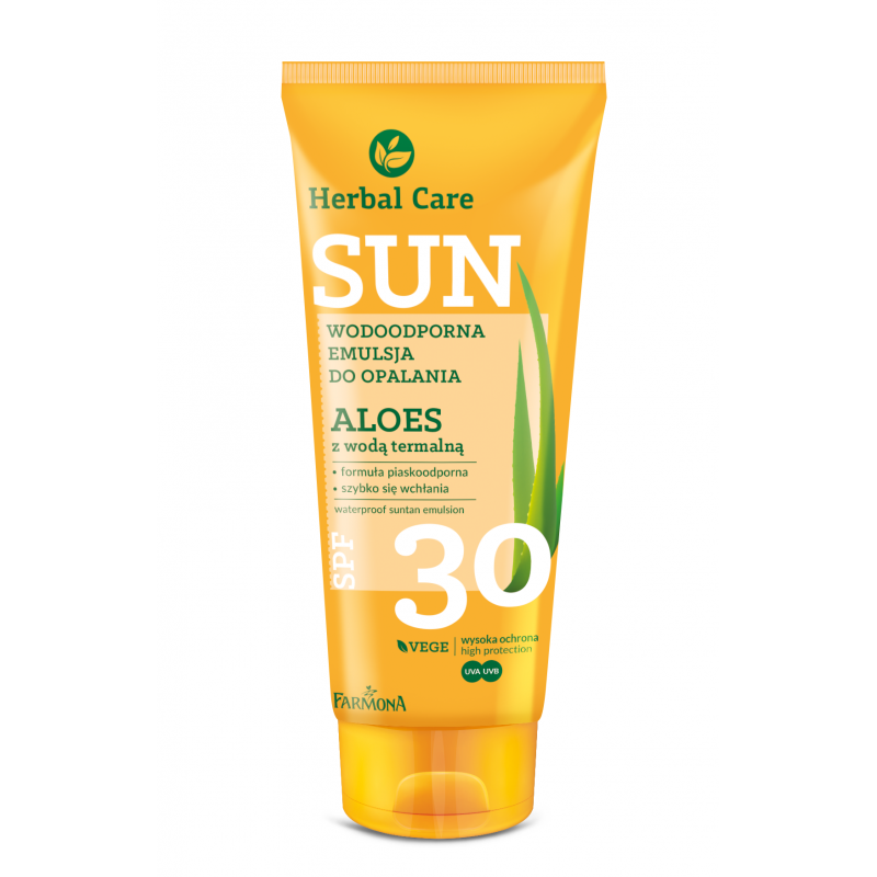 Emulsja do opalania z Aloesem i wodą termalną 150ml Herbal Care Farmona wodoodporna emulskja SPF 30