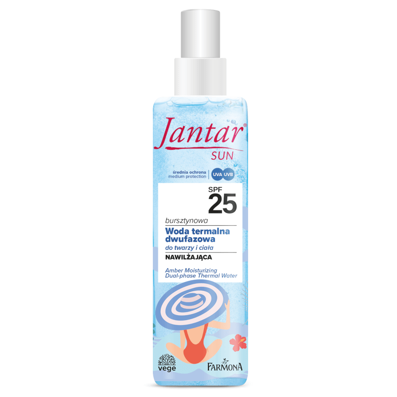 Woda termalna dwufazowa do twarzy i ciała 200ml Jantar Sun Farmona nawilżająca bursztynowa SPF 25