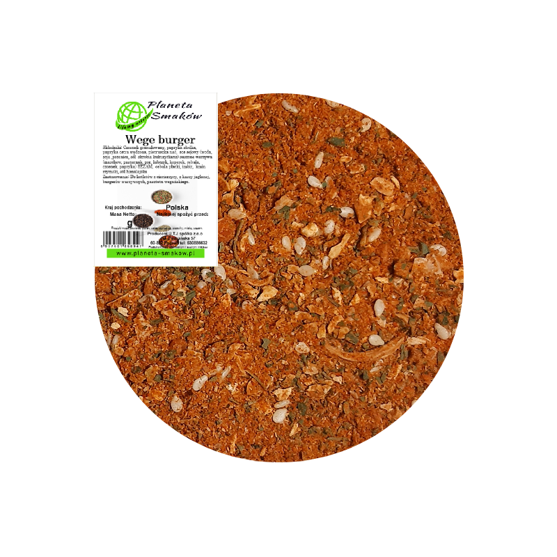 Wege burger mieszanka przypraw 40g Planeta Smaków Czosnek granulowany papryka słodka papryka ostra wędzona pietruszka