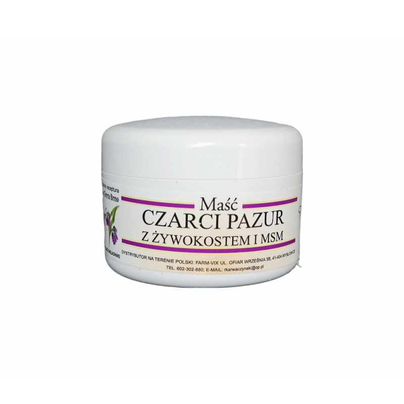 Maść czarci pazur z żywokostem i msm 50ml Farm-Vix żywokost hakorośl Harpagophytum procumbens Symphytum