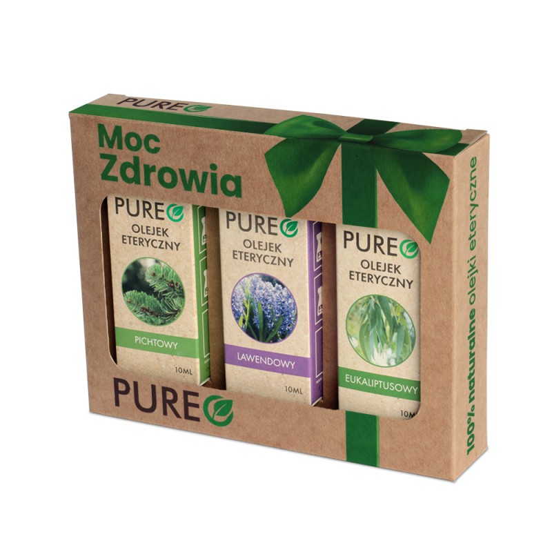 Moc Zdrowia Zestaw olejków eterycznych 3x10ml Pureo pichtowy lawendowy eukaliptusowy