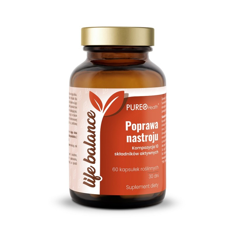 Life Balance Poprawa nastroju 60 kaps. Pureo Health L-tryptofan różeniec górski Ashwagandha  cholina
