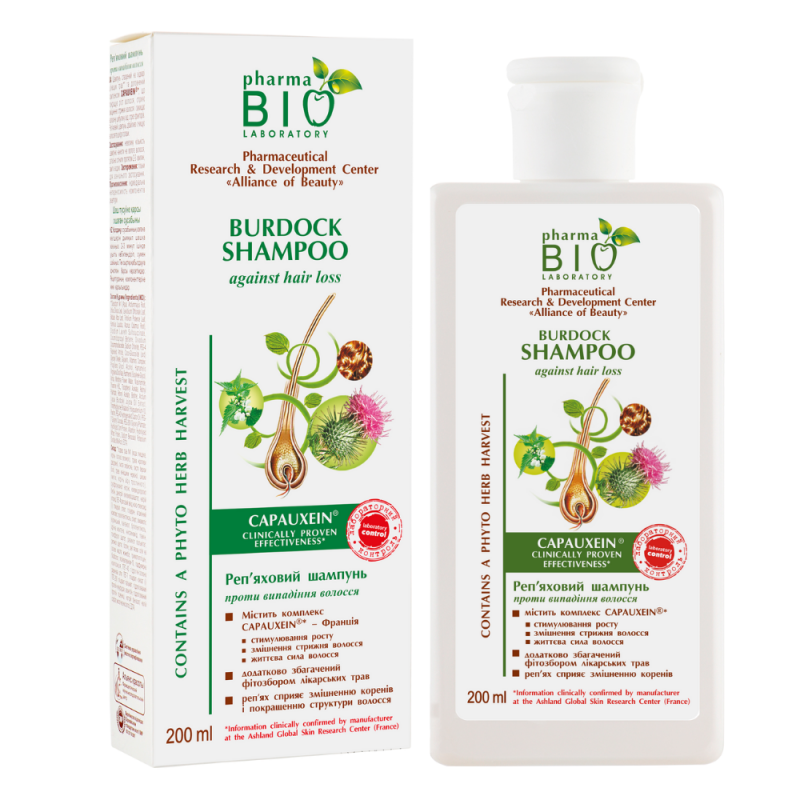 Szampon łopianowy przeciw wypadaniu włosów 200ml Pharma Bio Laboratory Mulberry pokrzywa brzoza koniczyna chmiel