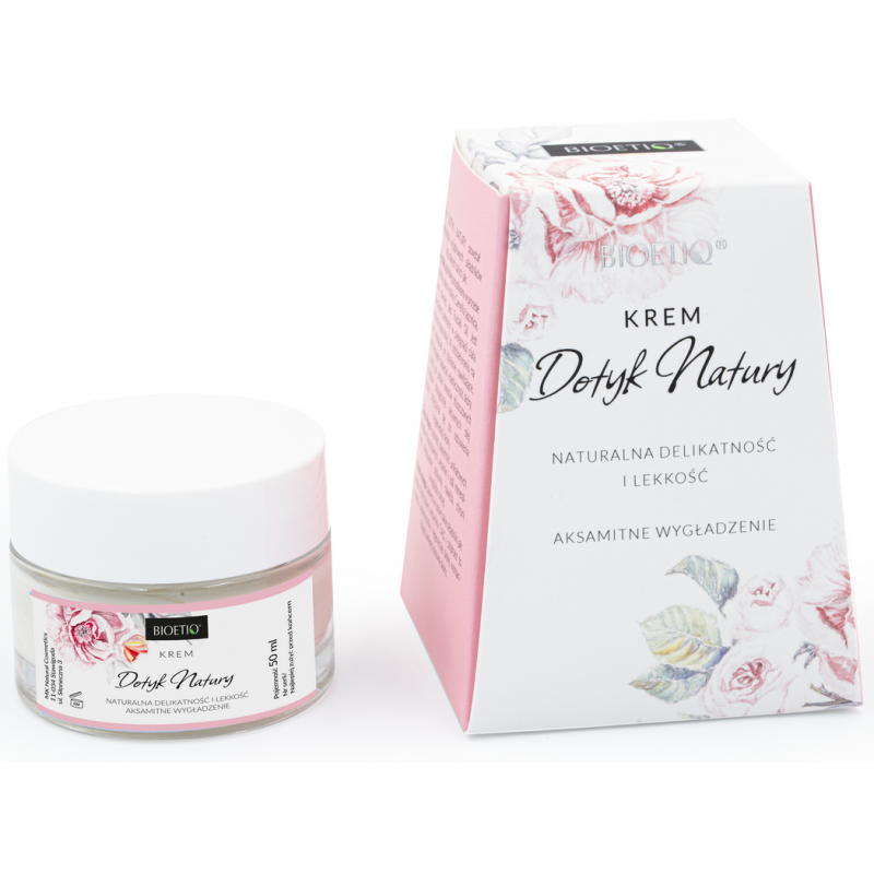 Krem do twarzy Dotyk Natury 50ml Bioetiq olej z róży olej monoi masło mango kwas hialuronowy fitokolagen