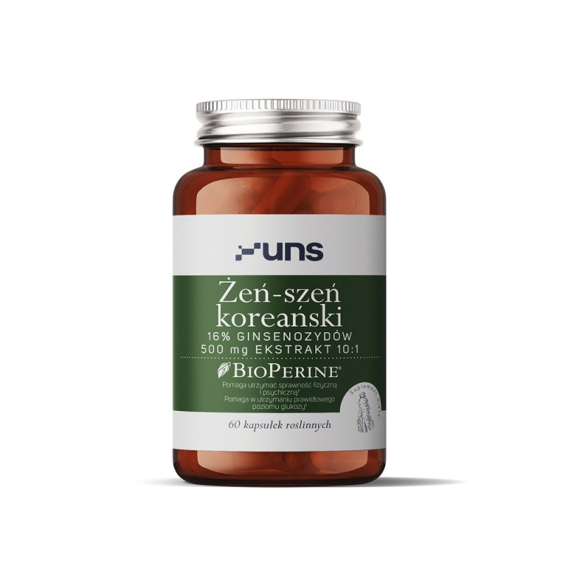 Żen-szeń koreański 60 kaps. UNS ginsenozydy BioPerine Panax ginseng