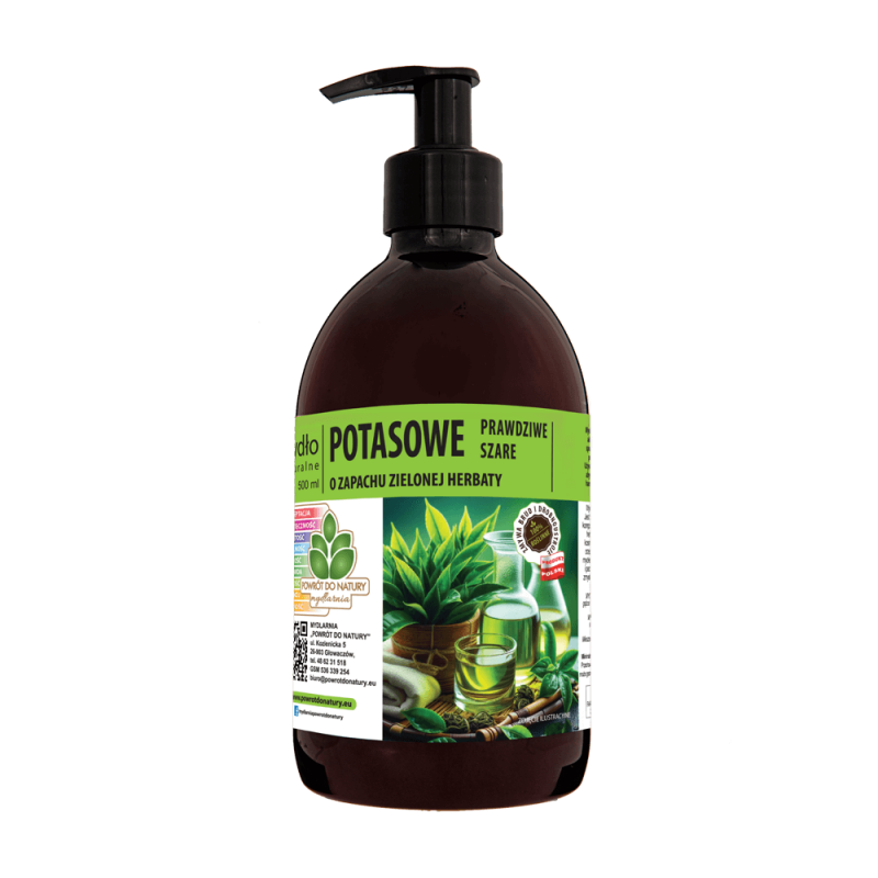 Naturalne mydło potasowe "Prawdziwe Szare" o zapachu zielonej herbaty 500ml Mydlarnia "Powrót do Natury"