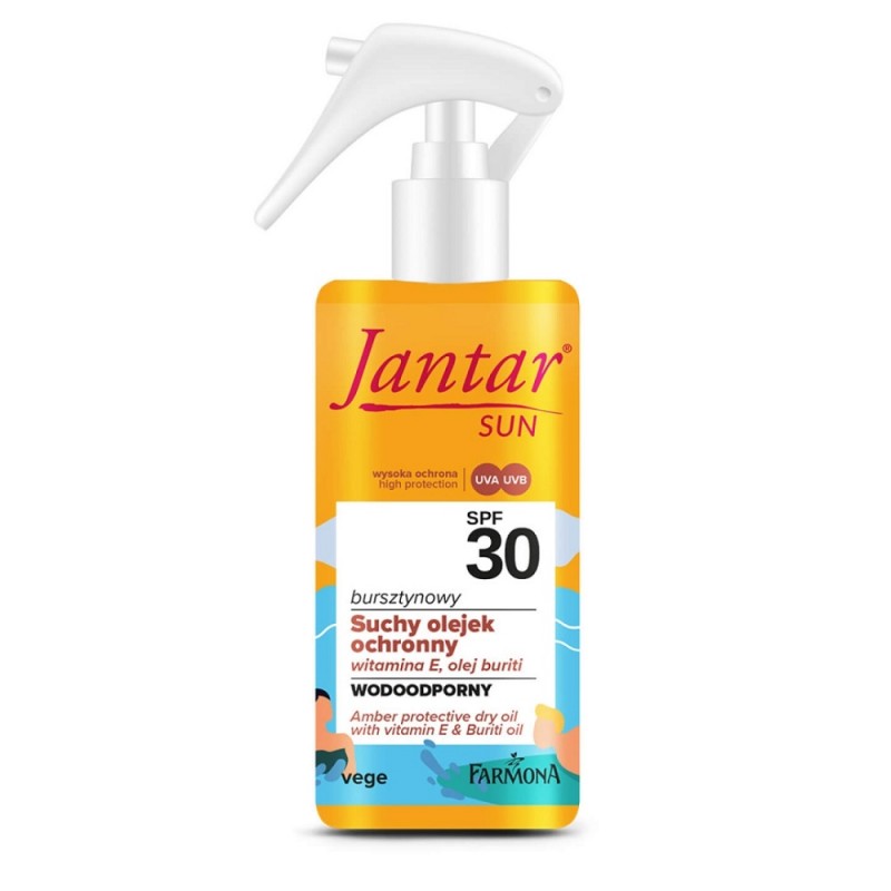 Suchy olejek ochronny 150ml Jantar Sun Farmona bursztynowy witamina E olej buriti SPF 30