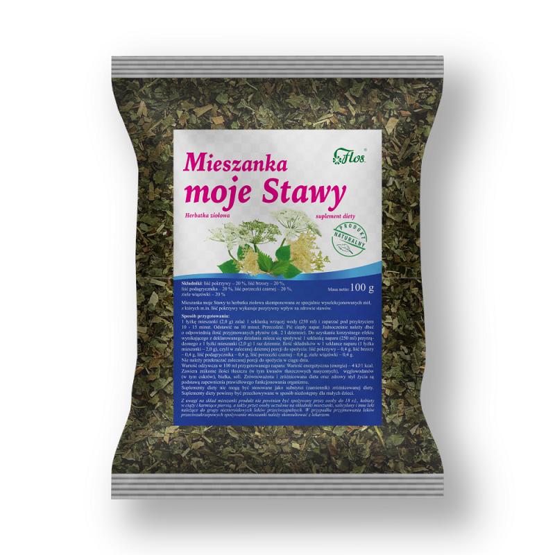 Mieszanka Moje Stawy 100g Flos herbatka ziołowa liść pokrzywy liść brzozy podagrycznik czarna porzeczka ziele wiązówki