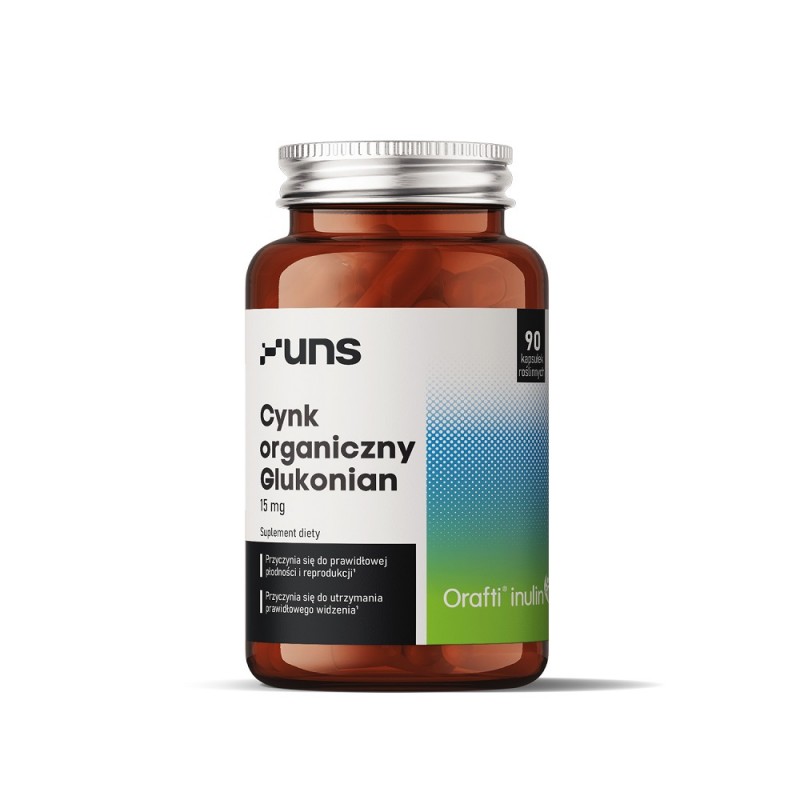 Cynk organiczny Glukonian 90 kaps. UNS glukonian cynku l-leucyna