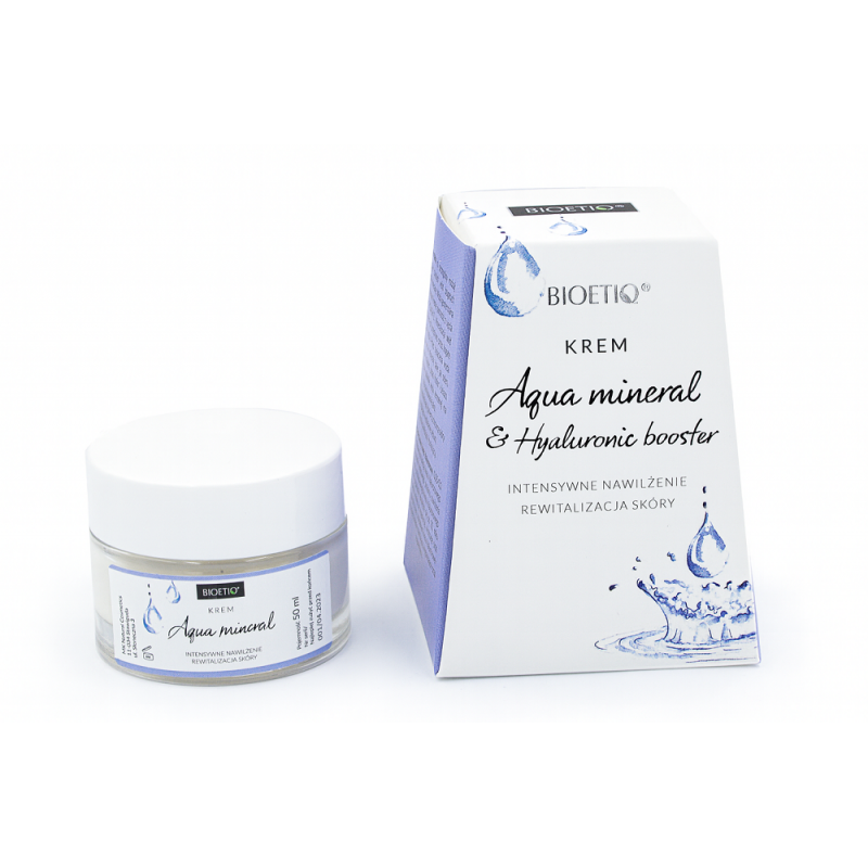 Krem do twarzy Aqua mineral Hylauronic booster 50ml Bioetiq skwalan olej z róży japońskiej masło shea mango