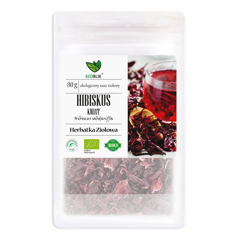 Hibiskus kwiat 80g EcoBlik herbatka ziołowa ketmia szczawiowa Hibiscus sabdariffa