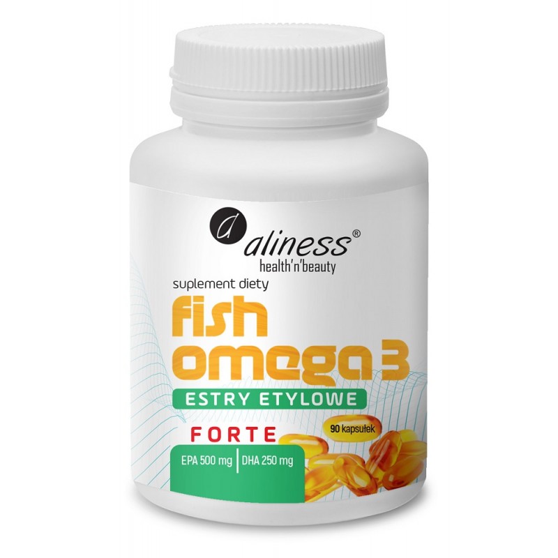 Fish Omega-3 Forte Estry Etylowe 500/250mg 90 kaps. Aliness DHA EPA kwas eikozapentaenowy kwas dokozaheksaenowy