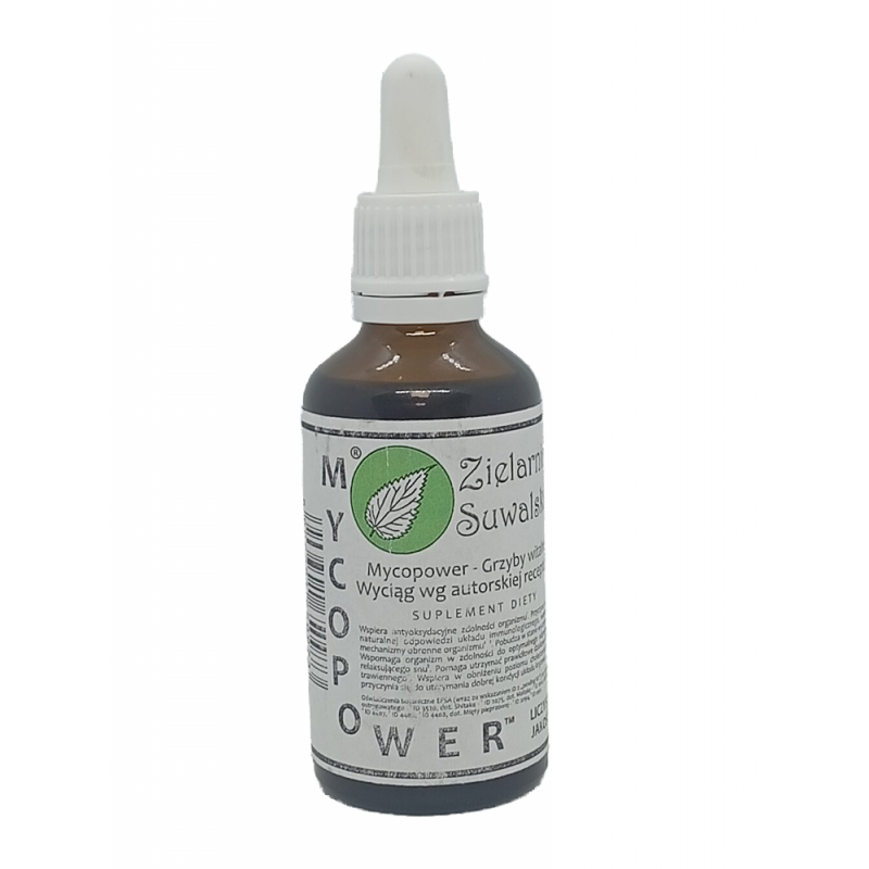 Wyciąg Mycopower - grzyby witalne - 50ml Zielarnia Suwalska boczniak reishi chaga cordyceps maitake shitake