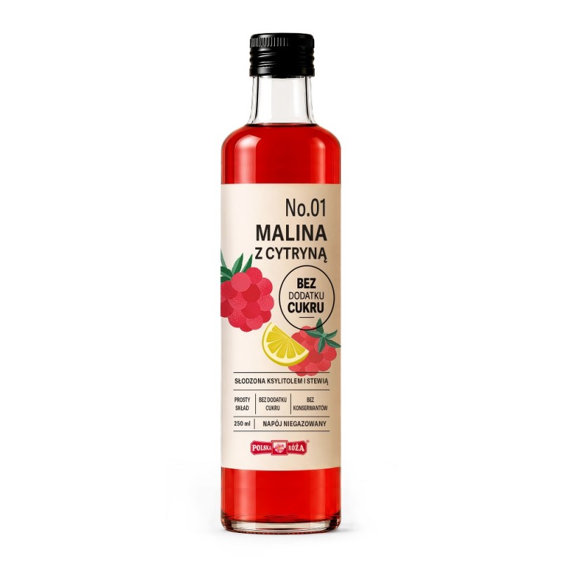 Napój No. 01 Malina z cytryną bez cukru 250 ml Polska Róża