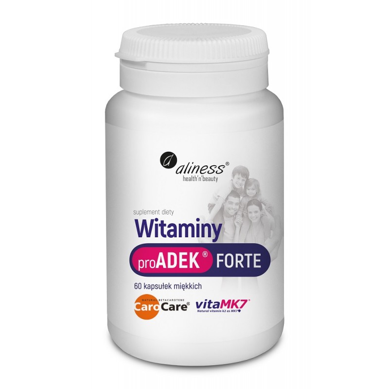 Witaminy proADEK Forte 60 kaps. Aliness menachinon-7 D-alfa tokoferol beta-karoten cholekalcyferol