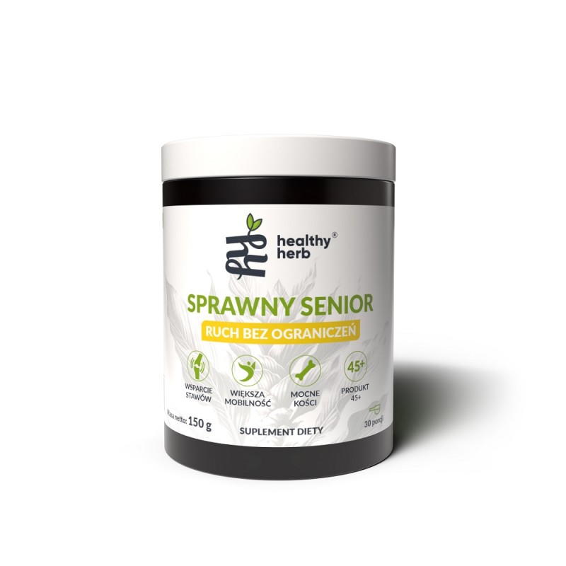Sprawny senior - ruch bez ograniczeń - 150 g Healthy Herb siarka organiczna MSM glukozamina gotu kola pokrzywa kurmuma