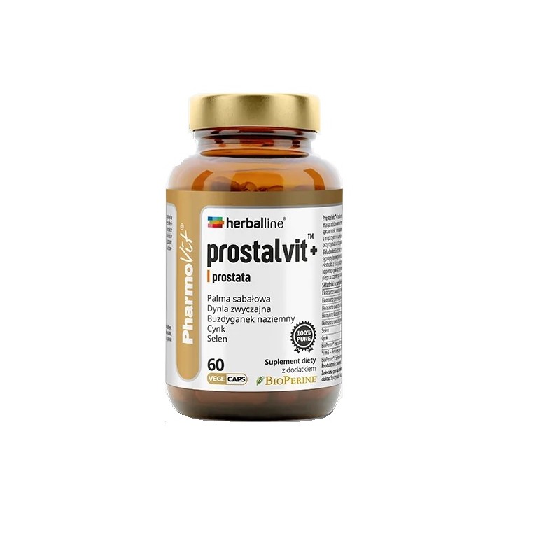 Prostalvit herballine 60 kaps. PharmoVit na prostatę pieprz czarny BioPerine Dynia zwyczajna Buzdyganek Palma sabałowa Pokrzywa